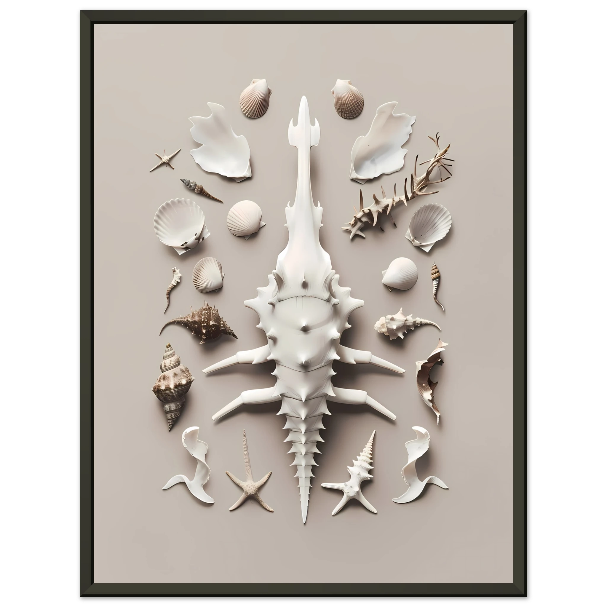 Minimalist seashell on beige background — refined coastal modern wall print.