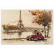 Red Citroën 2CV parked by the Seine with Eiffel Tower in graphite sketch — romantic Paris wall art.
