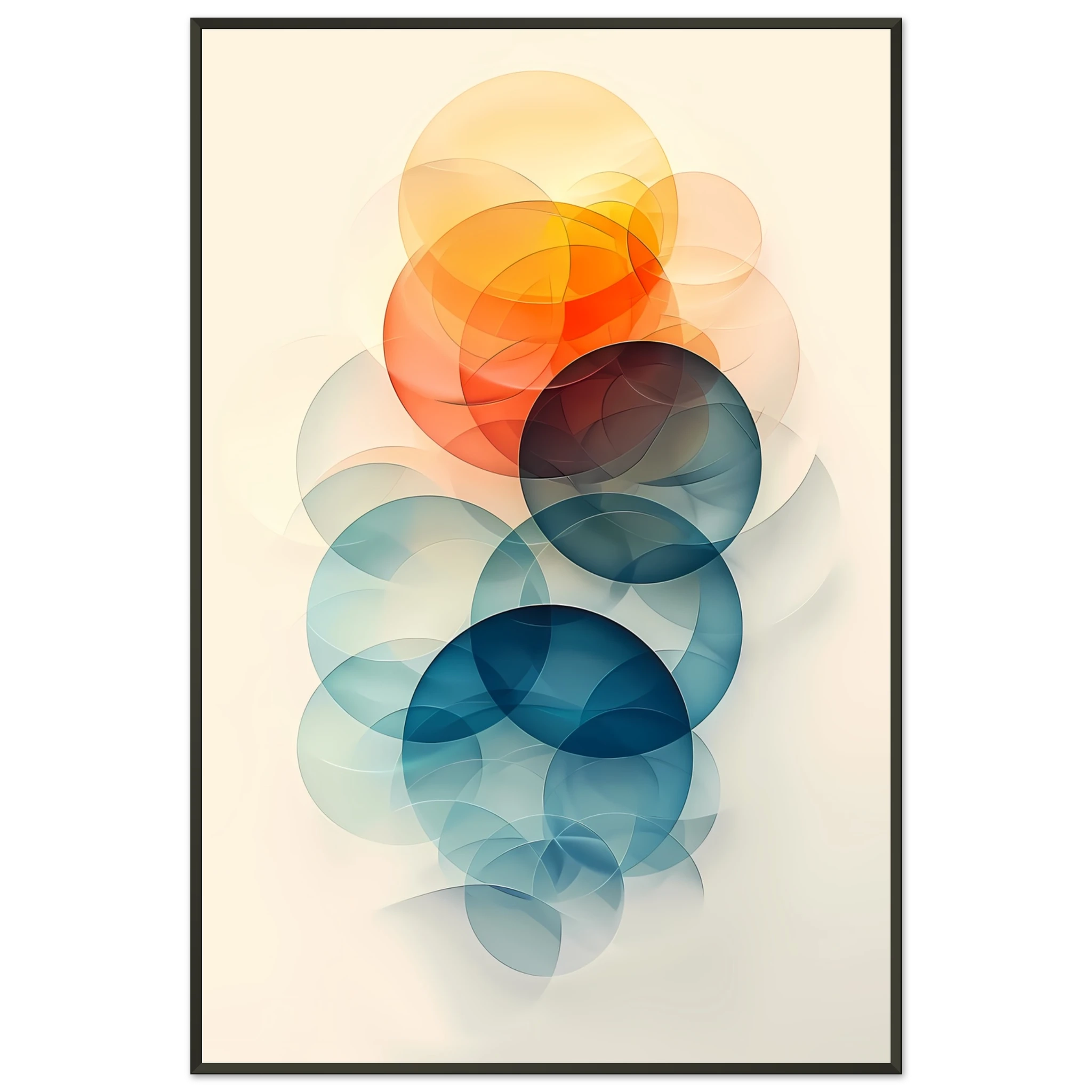 Overlapping pastel gradient circles in blush, mint and lavender with smooth modern finish — minimalist abstract print.