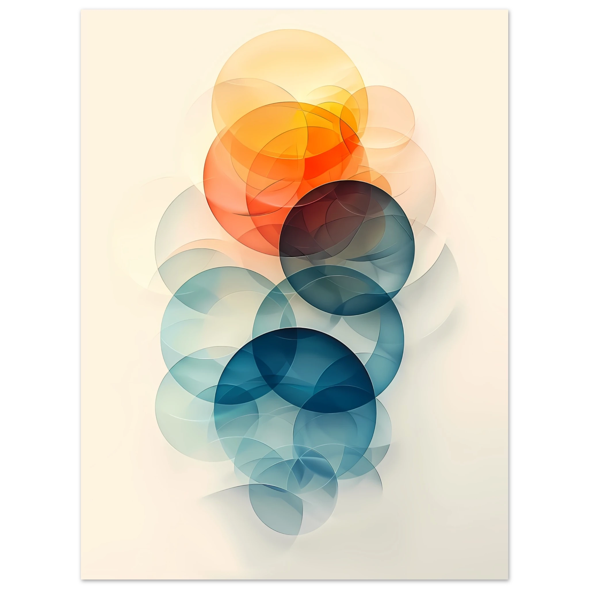 Overlapping pastel gradient circles in blush, mint and lavender with smooth modern finish — minimalist abstract print.