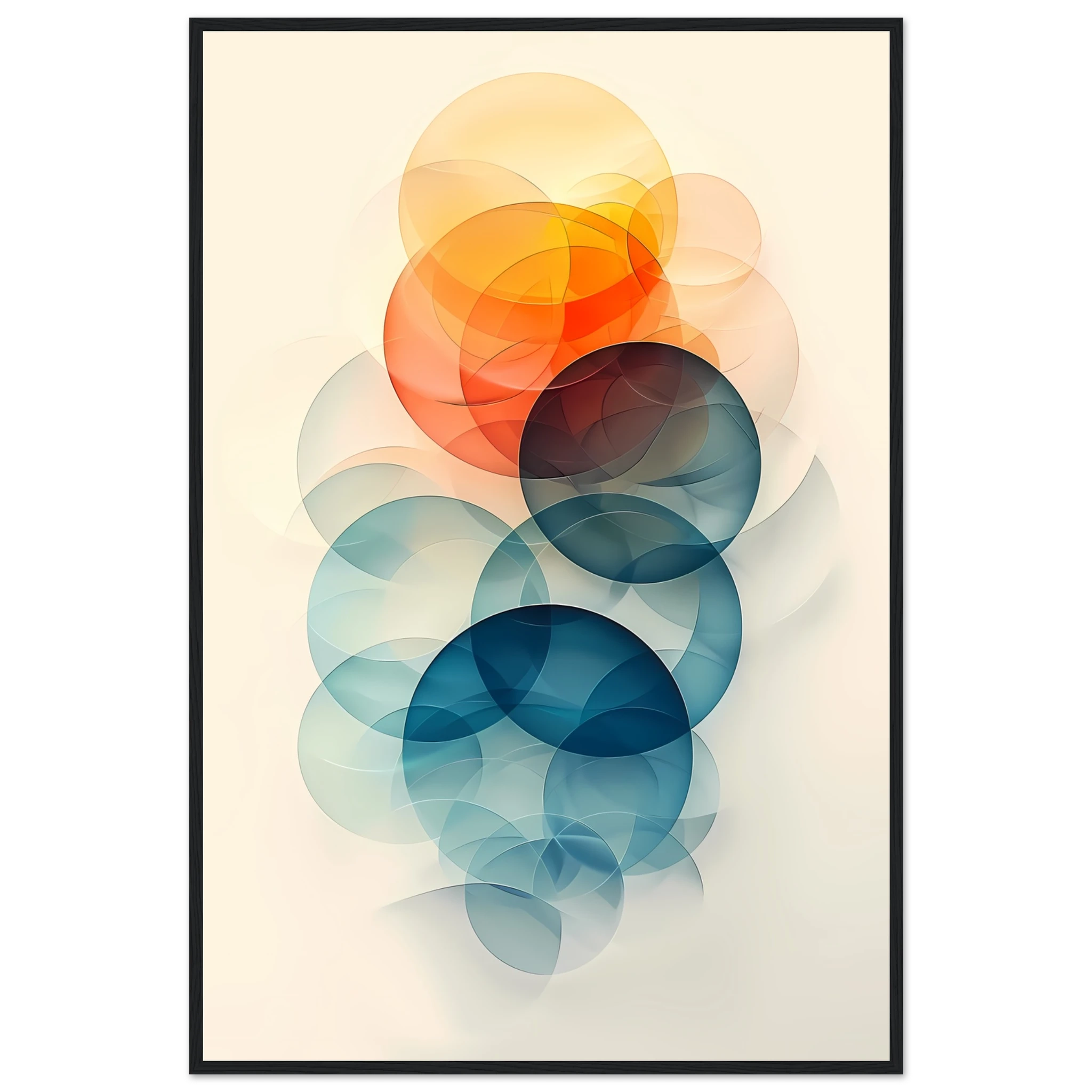 Overlapping pastel gradient circles in blush, mint and lavender with smooth modern finish — minimalist abstract print.