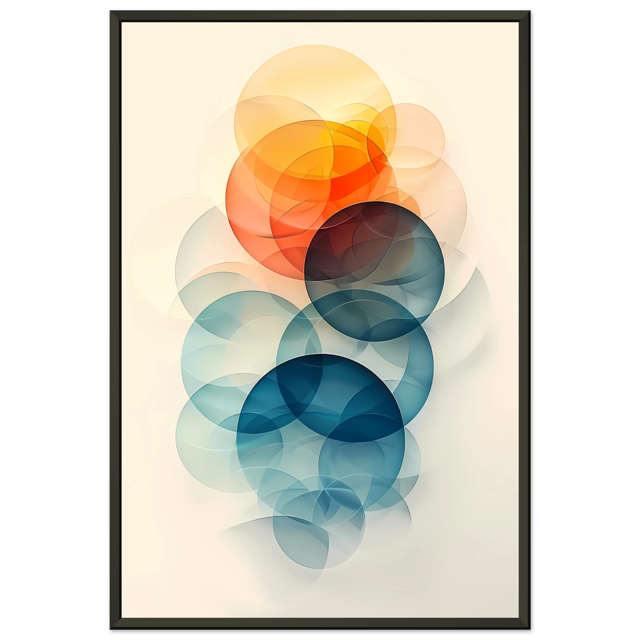 Overlapping pastel gradient circles in blush, mint and lavender with smooth modern finish — minimalist abstract print.