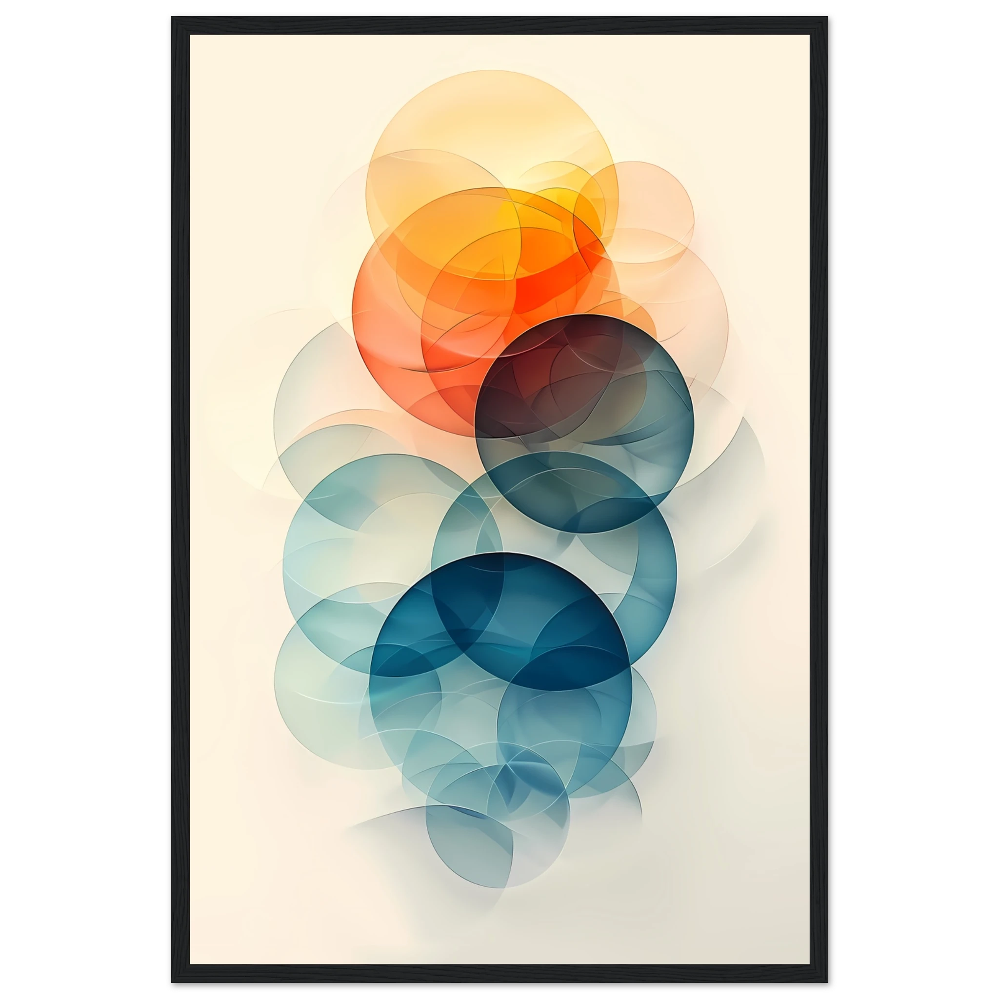Overlapping pastel gradient circles in blush, mint and lavender with smooth modern finish — minimalist abstract print.