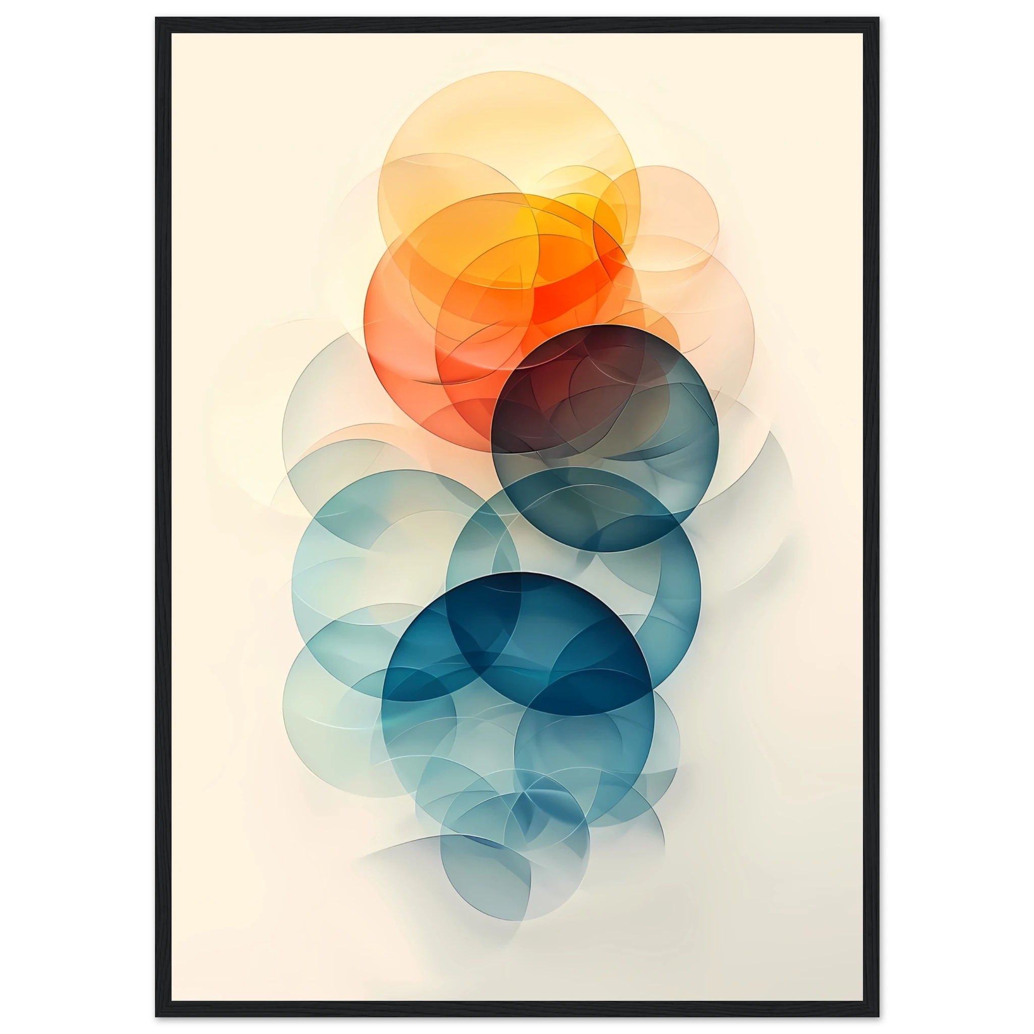 Overlapping pastel gradient circles in blush, mint and lavender with smooth modern finish — minimalist abstract print.