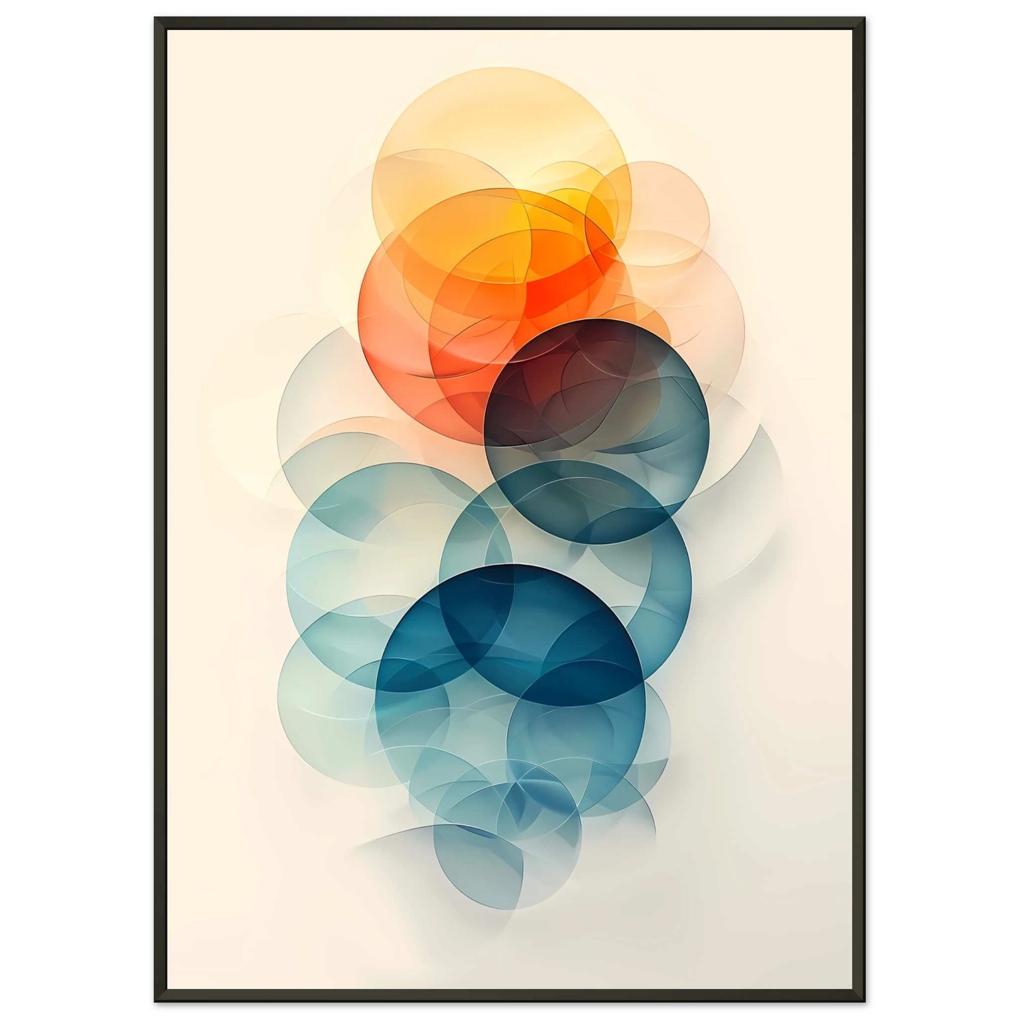 Overlapping pastel gradient circles in blush, mint and lavender with smooth modern finish — minimalist abstract print.