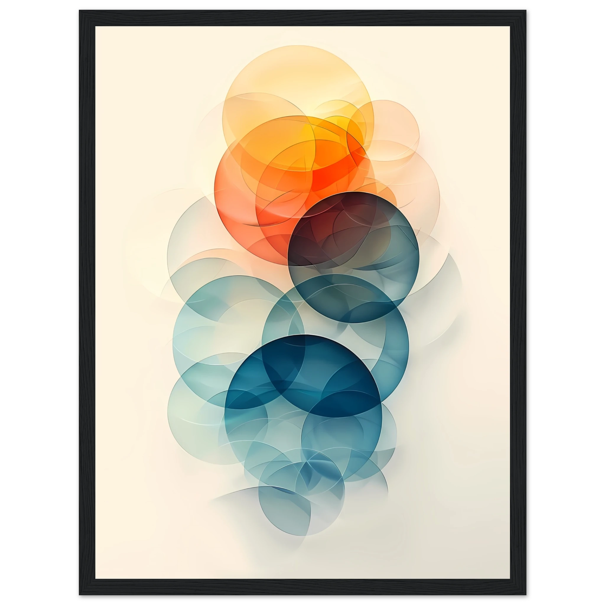 Overlapping pastel gradient circles in blush, mint and lavender with smooth modern finish — minimalist abstract print.