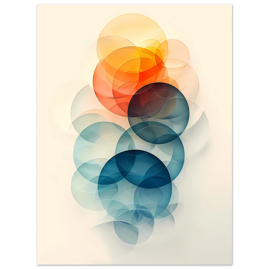 Overlapping pastel gradient circles in blush, mint and lavender with smooth modern finish — minimalist abstract print.