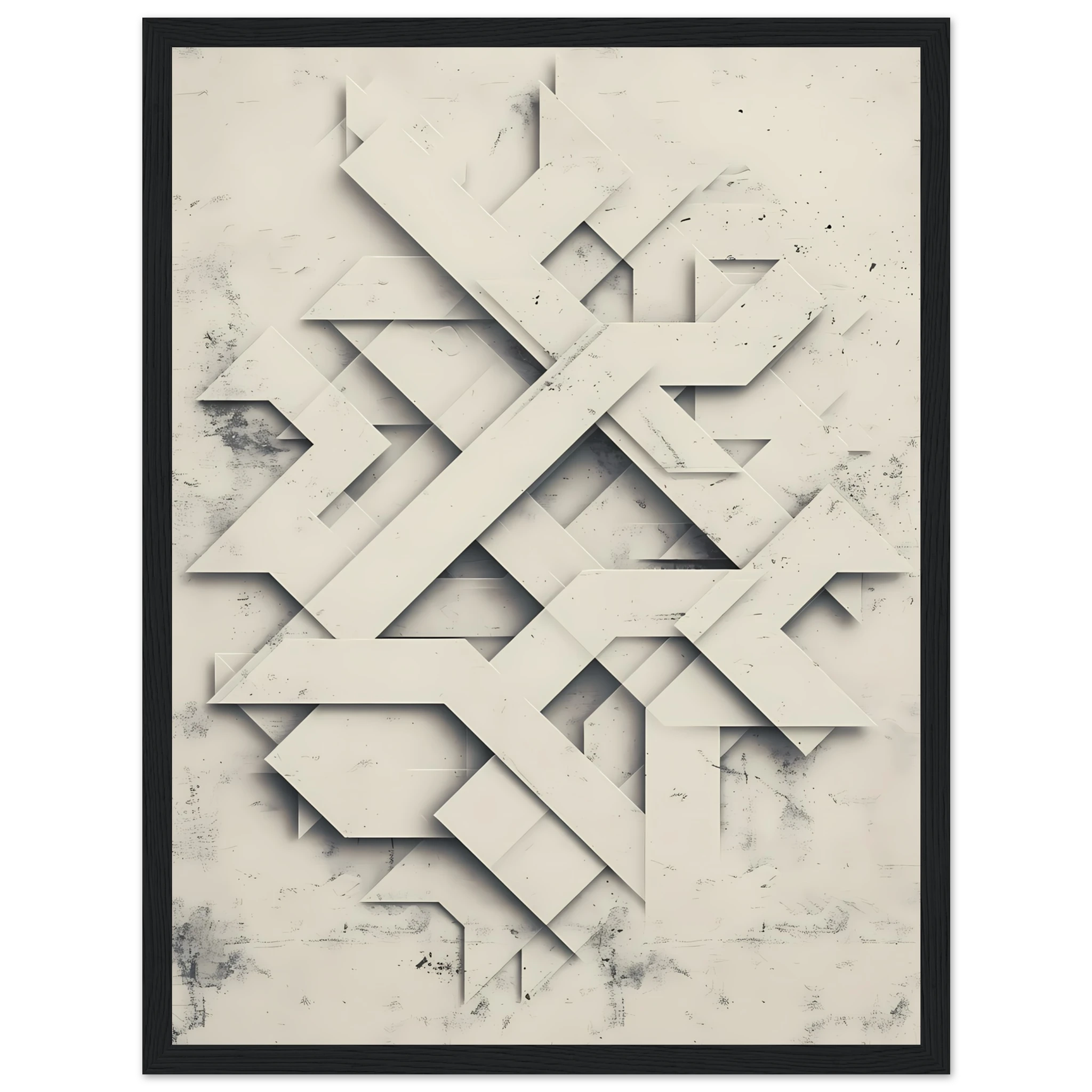 Muted green and beige paper-style cutout shapes with soft shadows — organic minimalist wall art.