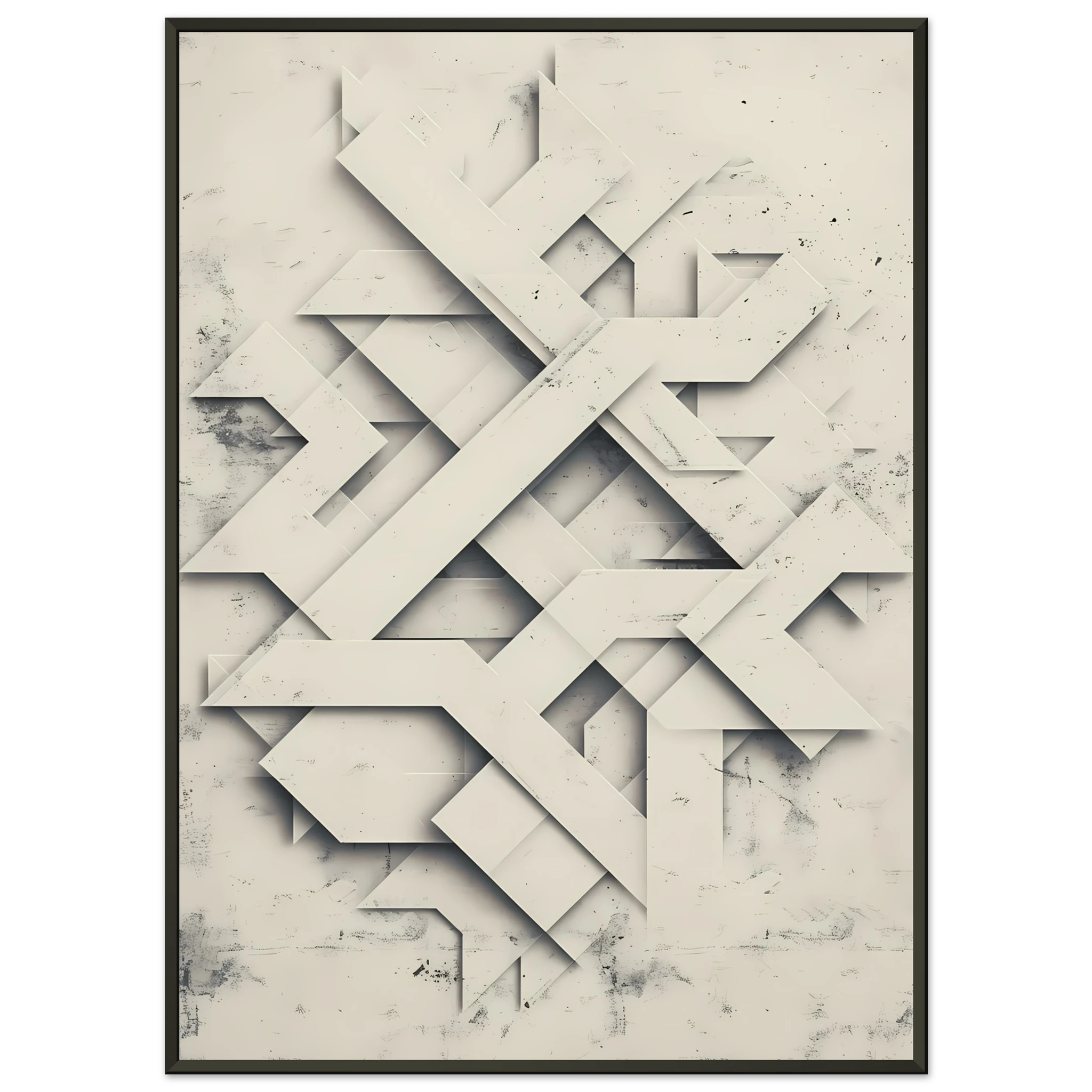 Muted green and beige paper-style cutout shapes with soft shadows — organic minimalist wall art.