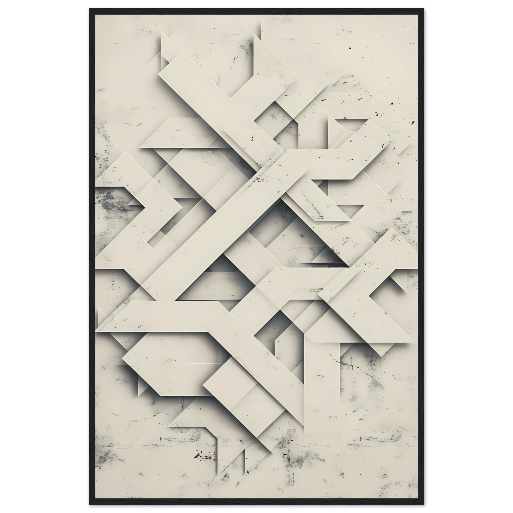 Muted green and beige paper-style cutout shapes with soft shadows — organic minimalist wall art.