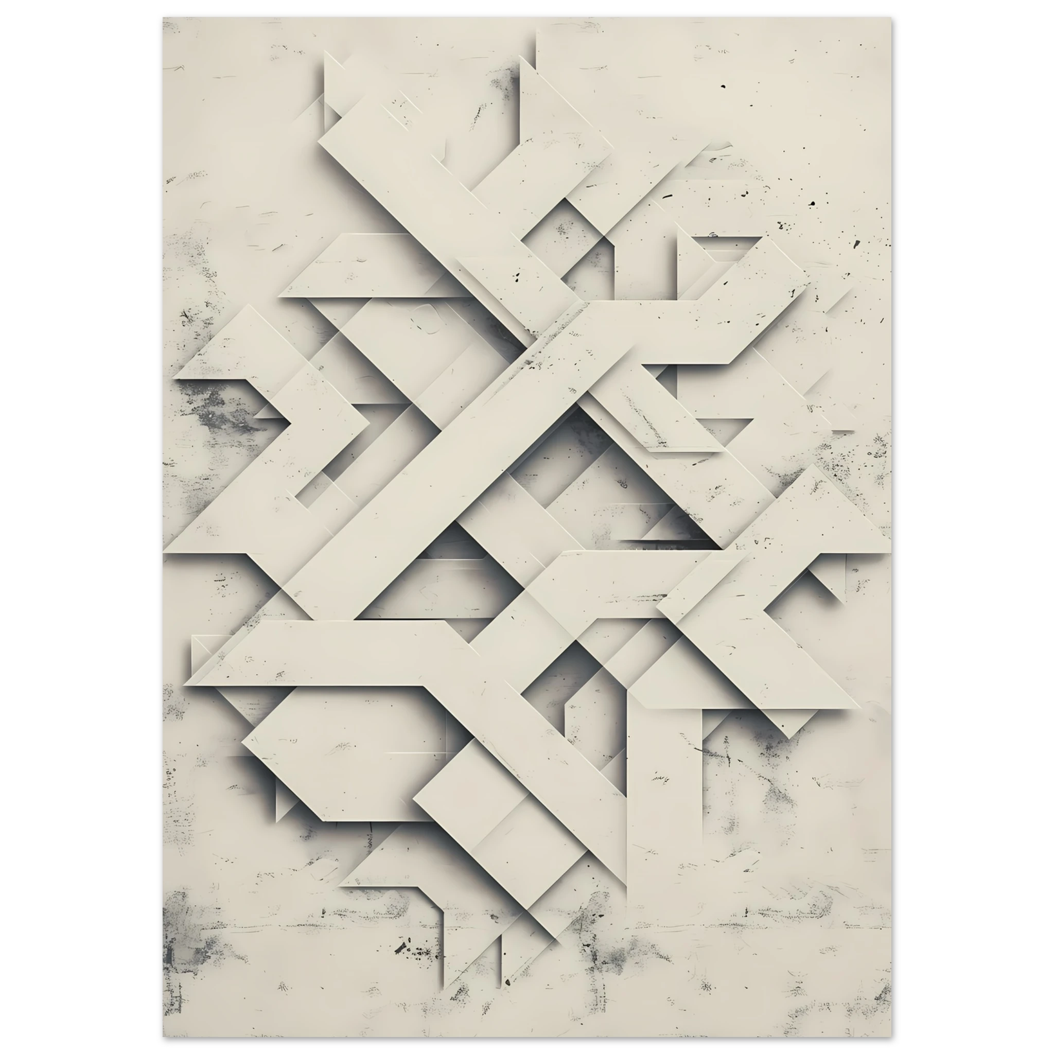 Muted green and beige paper-style cutout shapes with soft shadows — organic minimalist wall art.