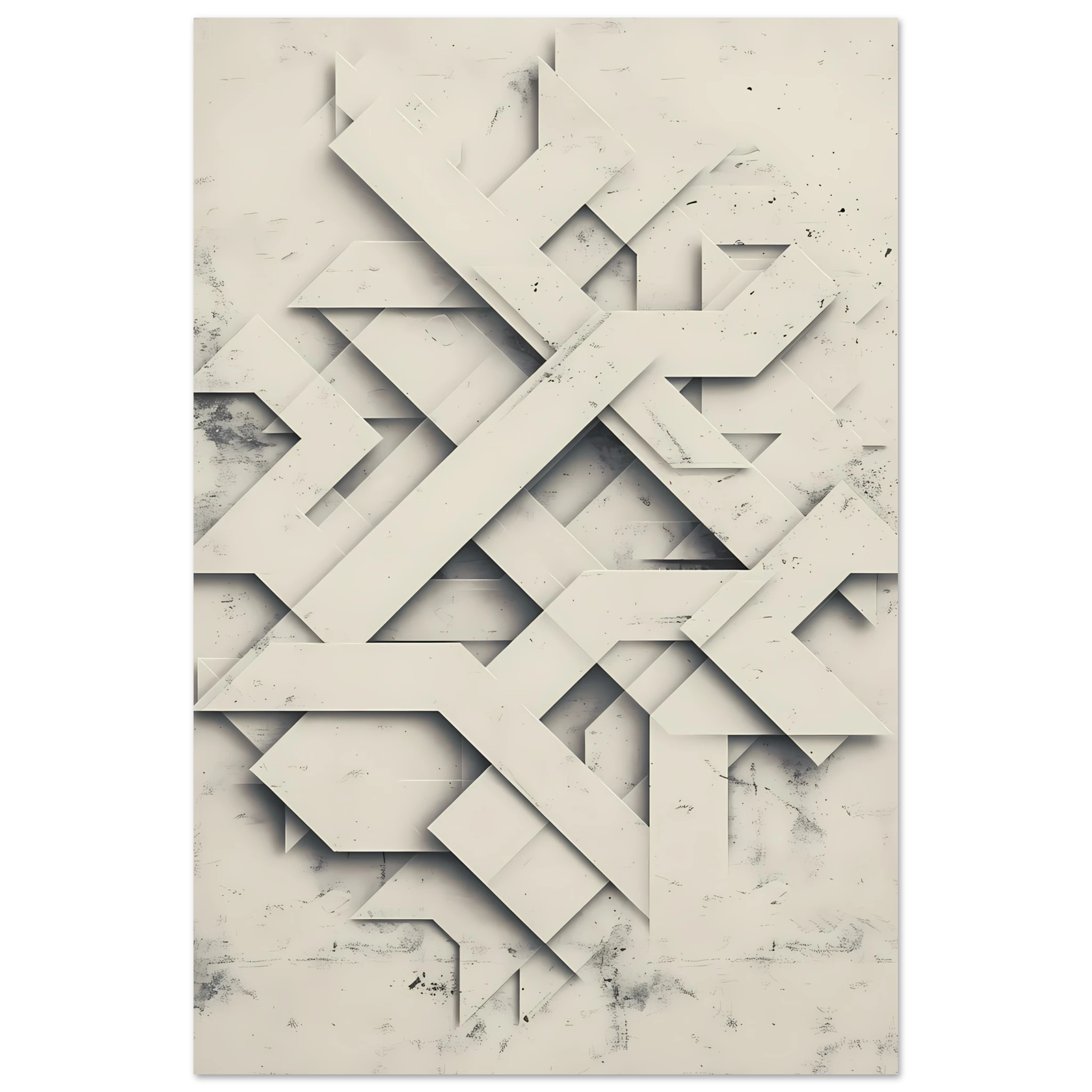 Muted green and beige paper-style cutout shapes with soft shadows — organic minimalist wall art.