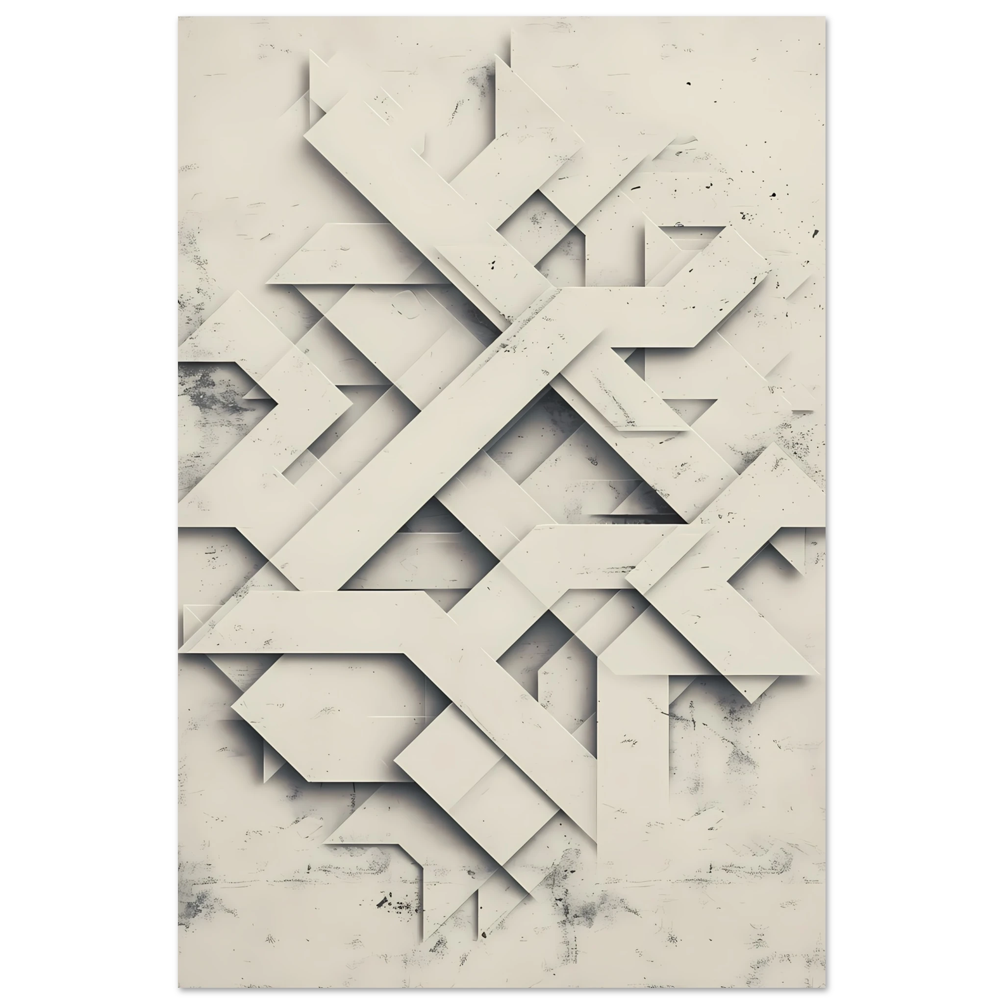 Muted green and beige paper-style cutout shapes with soft shadows — organic minimalist wall art.