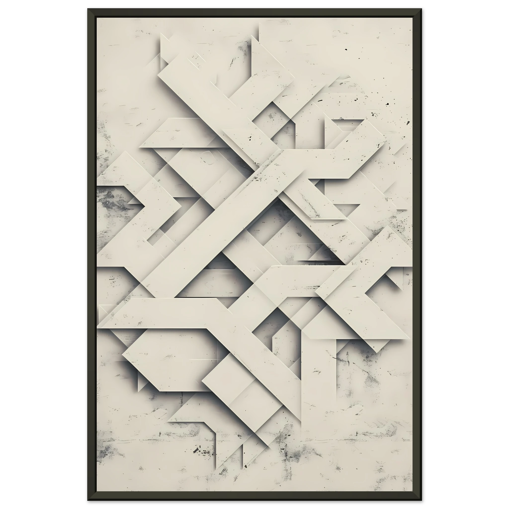 Muted green and beige paper-style cutout shapes with soft shadows — organic minimalist wall art.