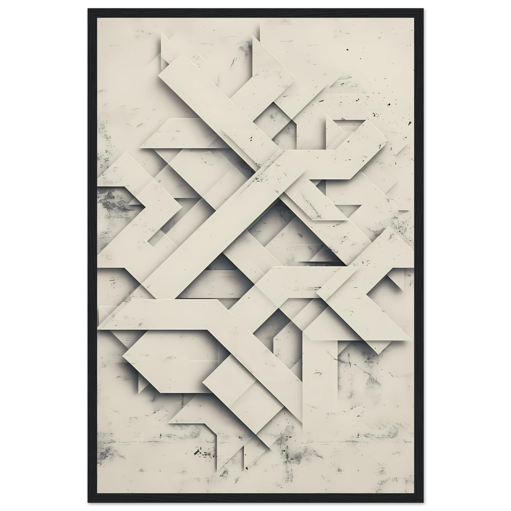 Muted green and beige paper-style cutout shapes with soft shadows — organic minimalist wall art.