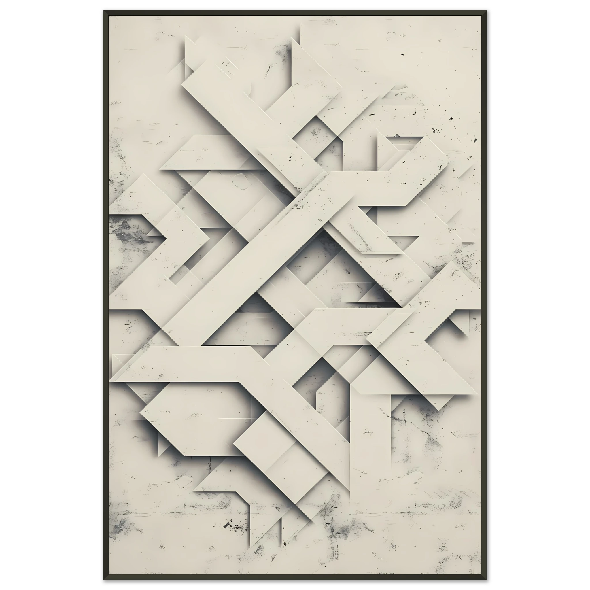 Muted green and beige paper-style cutout shapes with soft shadows — organic minimalist wall art.