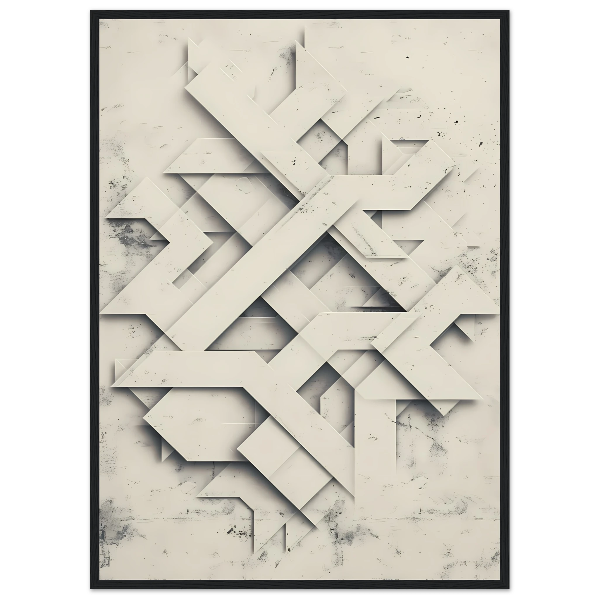 Muted green and beige paper-style cutout shapes with soft shadows — organic minimalist wall art.