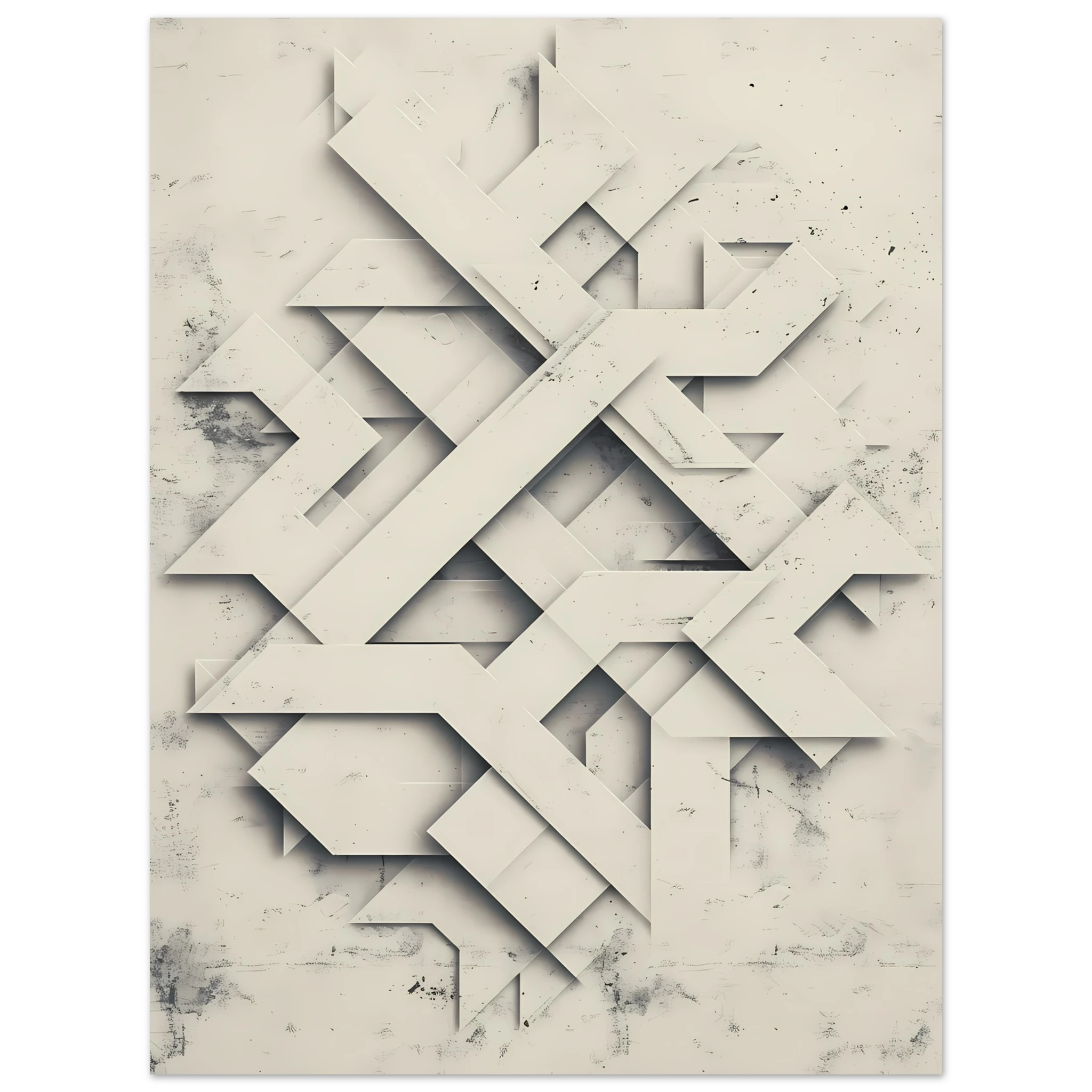 Muted green and beige paper-style cutout shapes with soft shadows — organic minimalist wall art.