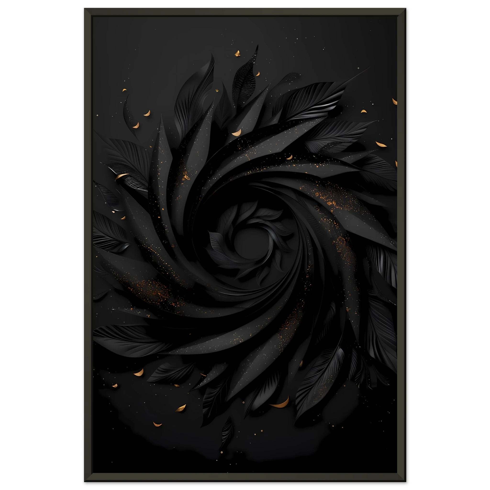 Abstract spiral optical design with metallic gold highlights — luxury minimalist wall art.