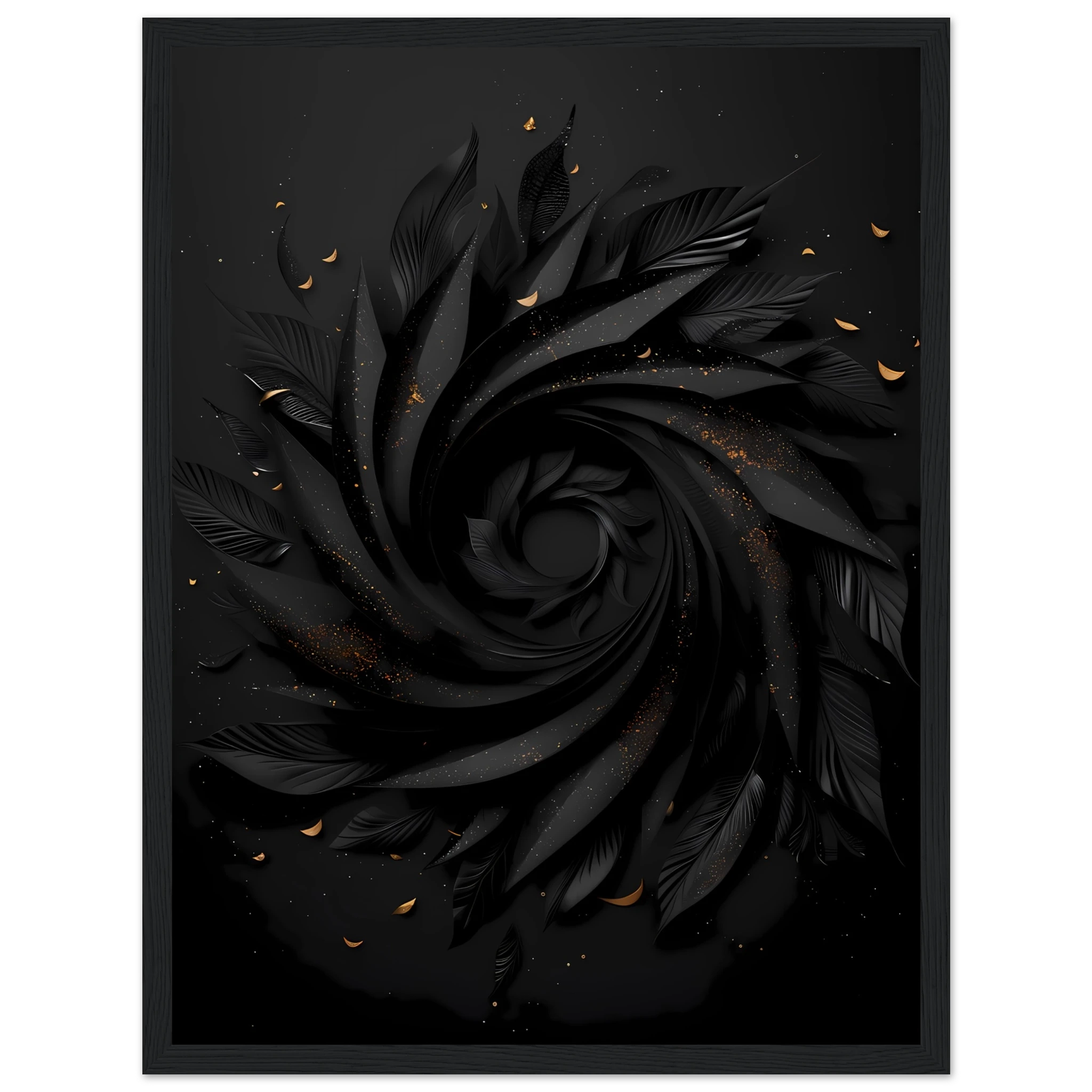 Abstract spiral optical design with metallic gold highlights — luxury minimalist wall art.