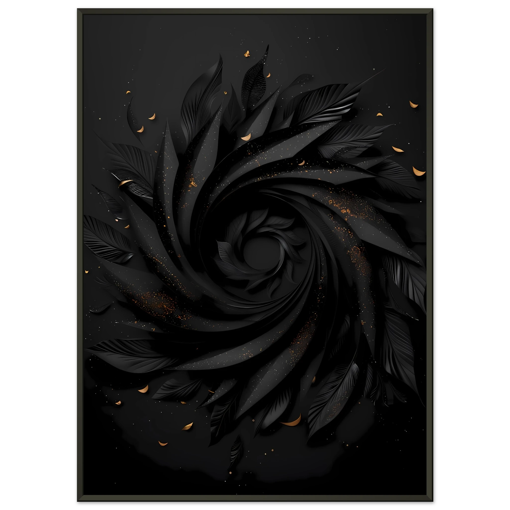 Abstract spiral optical design with metallic gold highlights — luxury minimalist wall art.