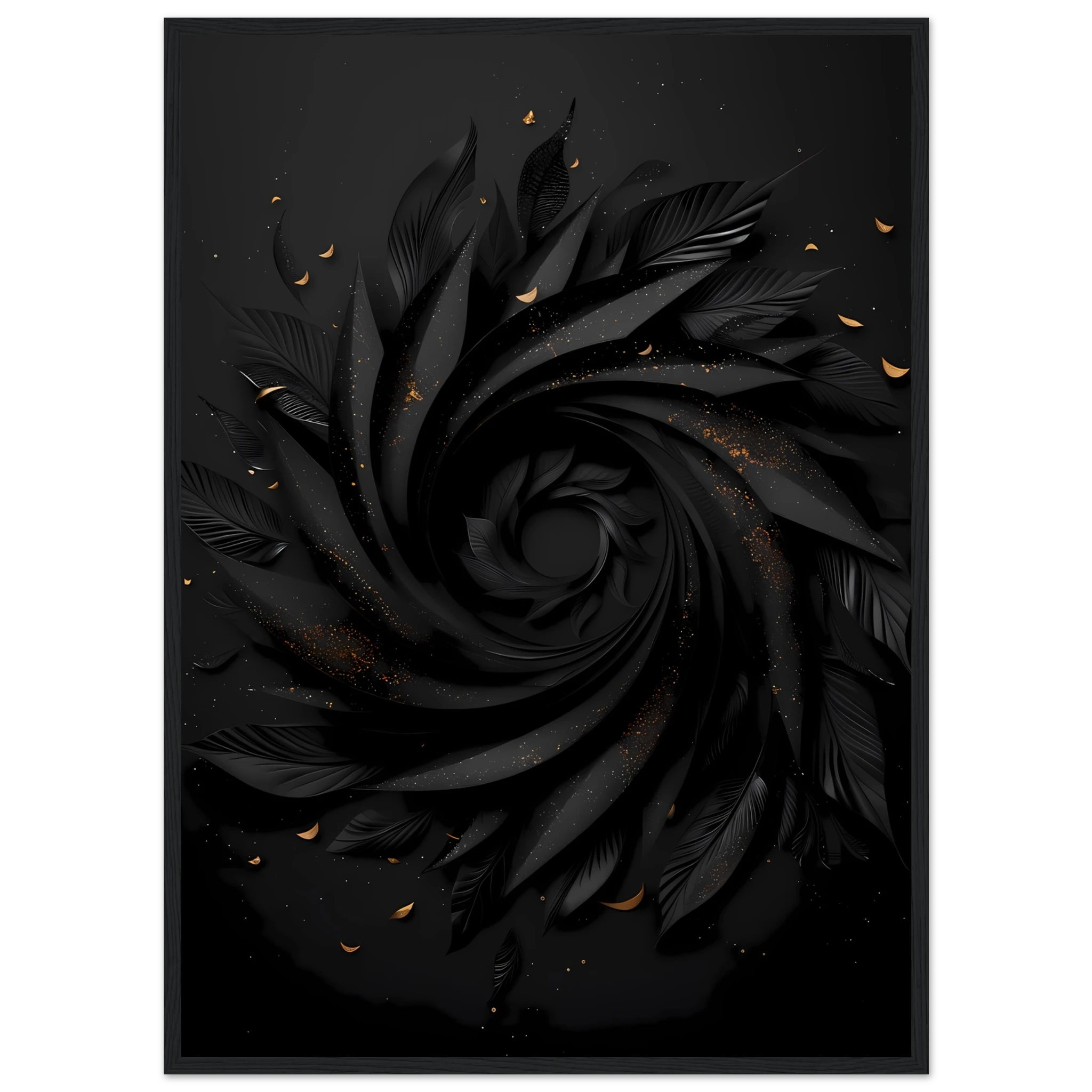 Abstract spiral optical design with metallic gold highlights — luxury minimalist wall art.