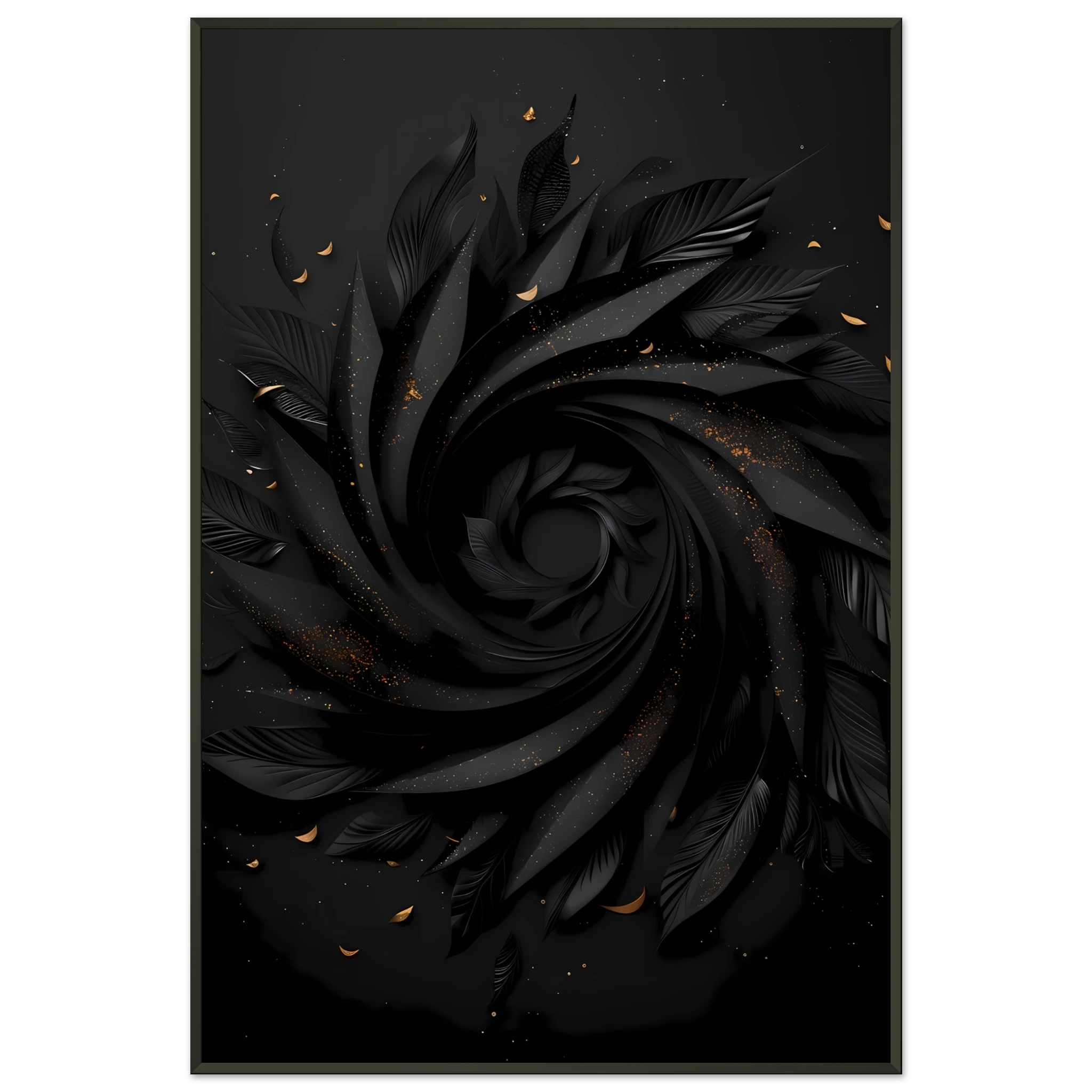 Abstract spiral optical design with metallic gold highlights — luxury minimalist wall art.