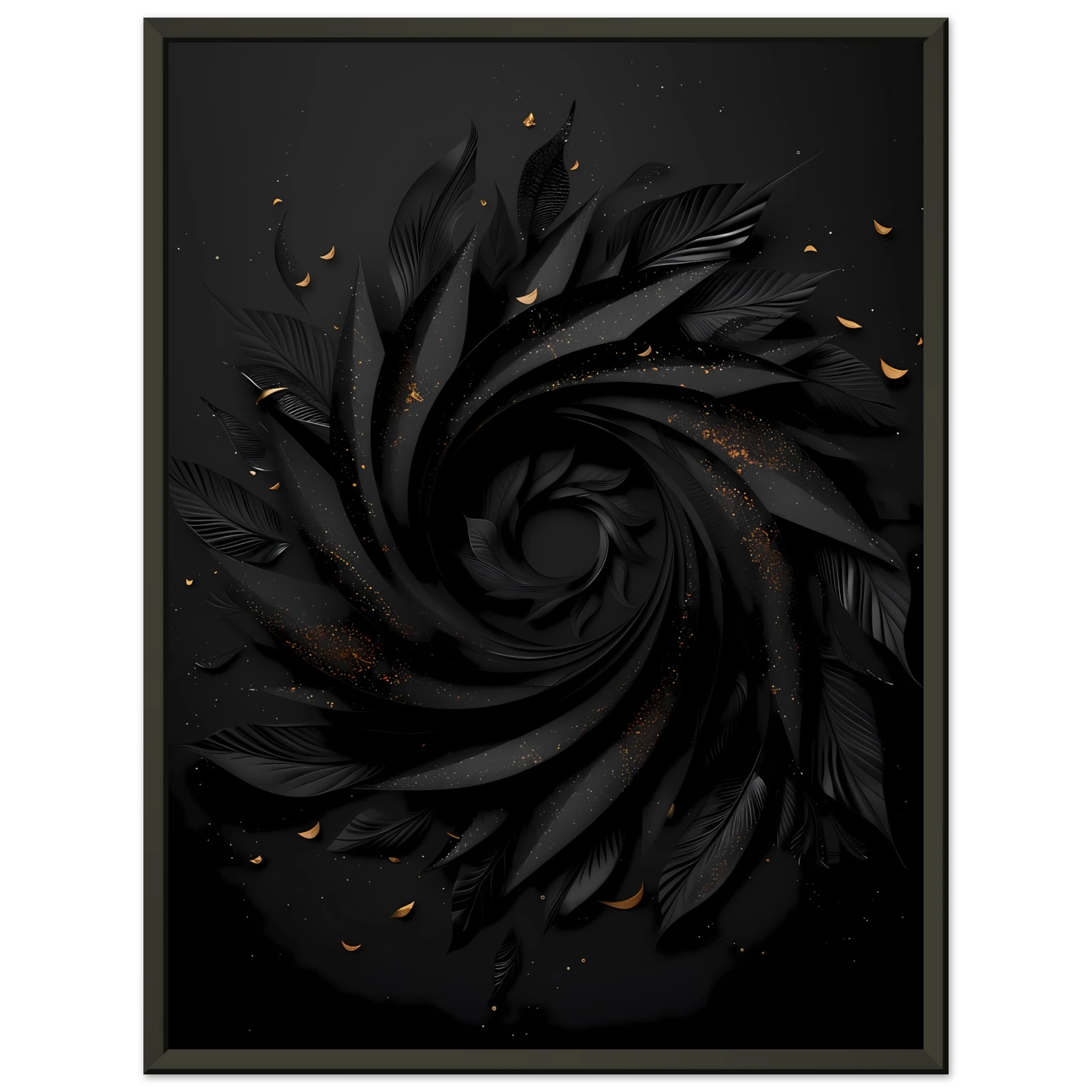 Abstract spiral optical design with metallic gold highlights — luxury minimalist wall art.