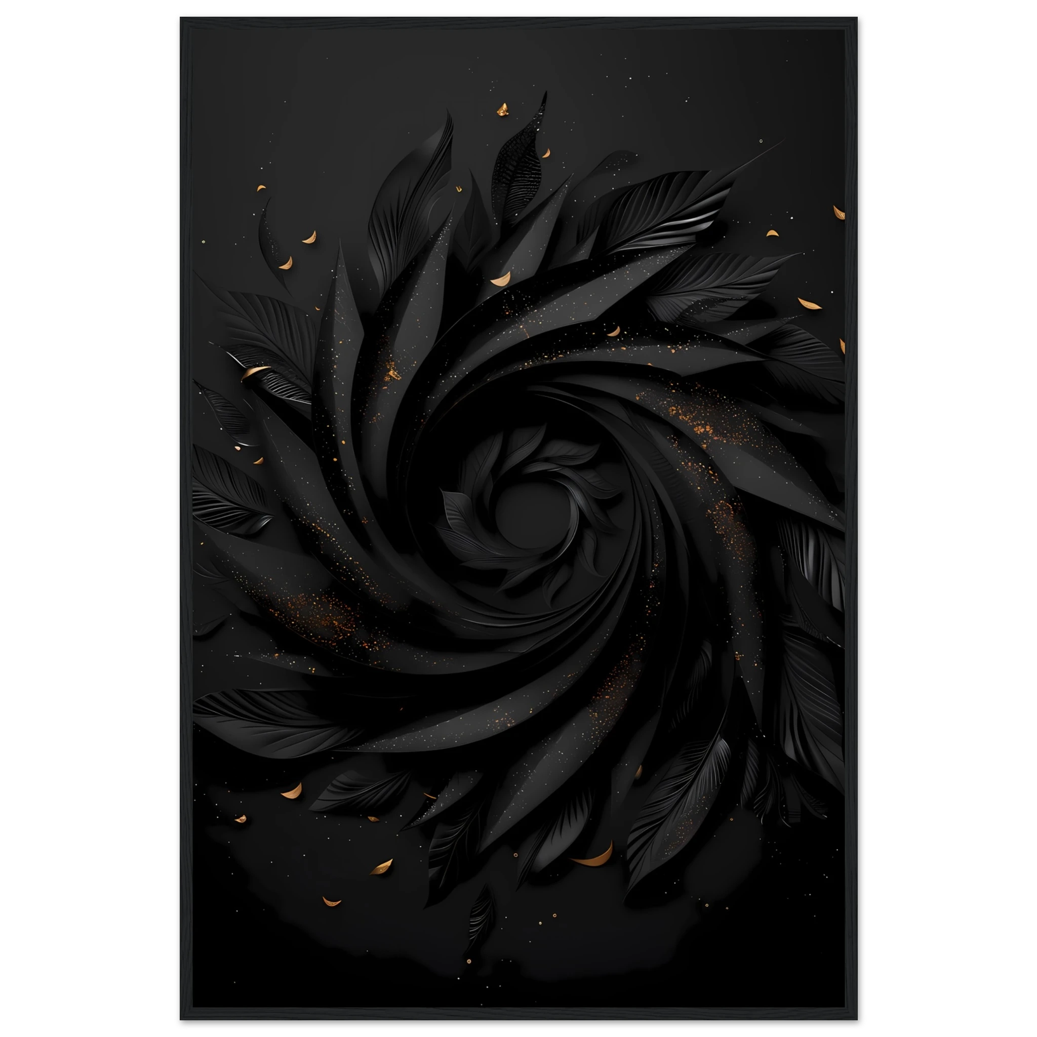 Abstract spiral optical design with metallic gold highlights — luxury minimalist wall art.