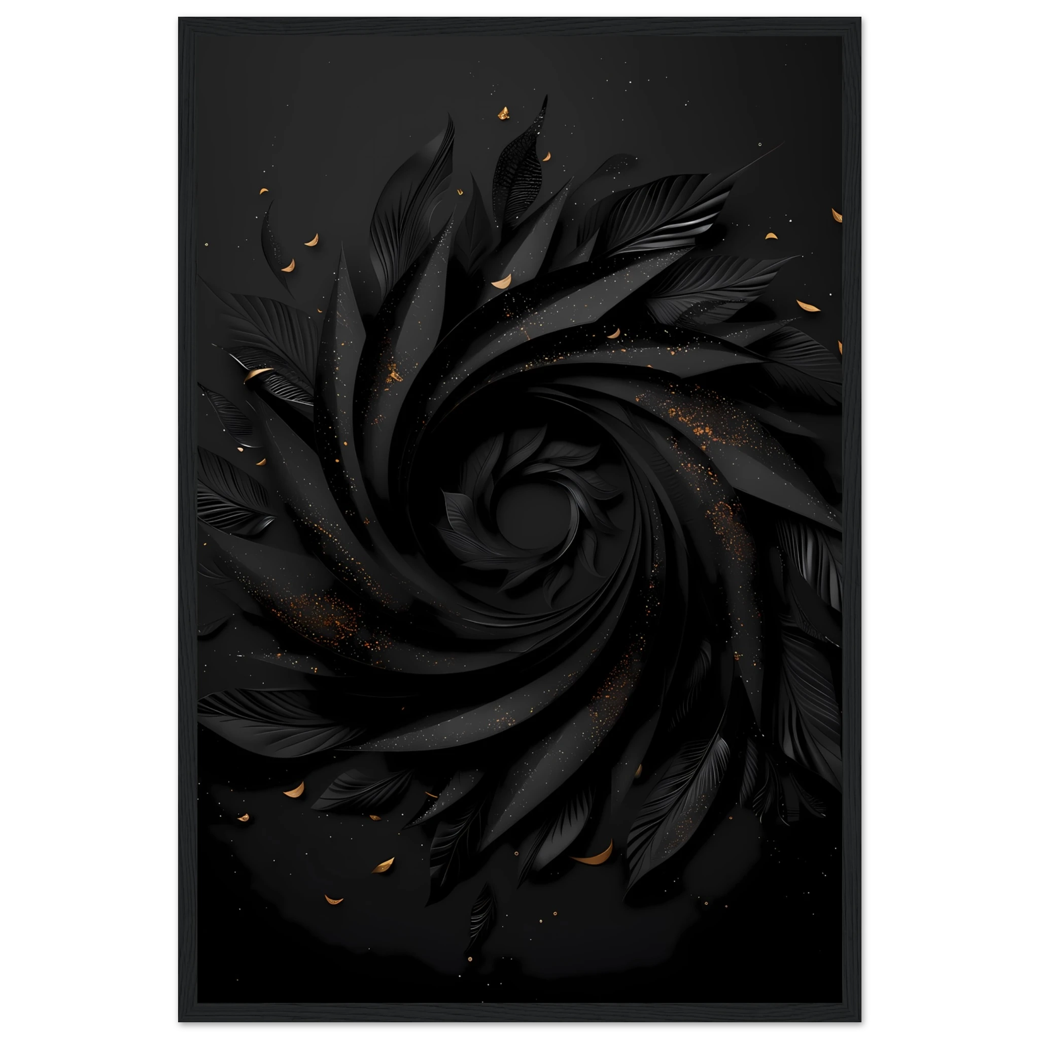 Abstract spiral optical design with metallic gold highlights — luxury minimalist wall art.