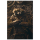 Raccoon in leather gear surrounded by gears and brass pipes — steampunk pet art print.