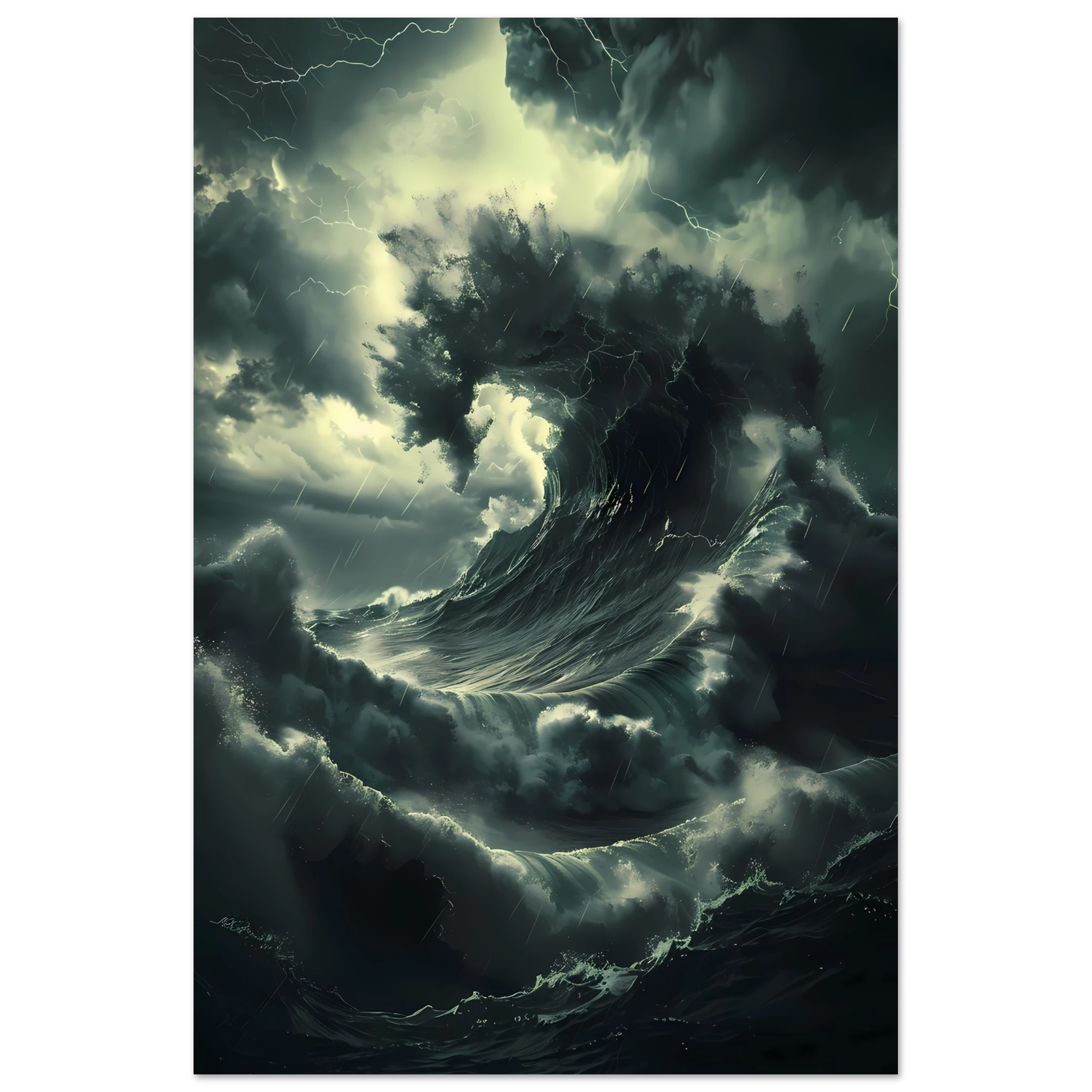 Towering storm wave under dark sky — cinematic marine seascape wall print.