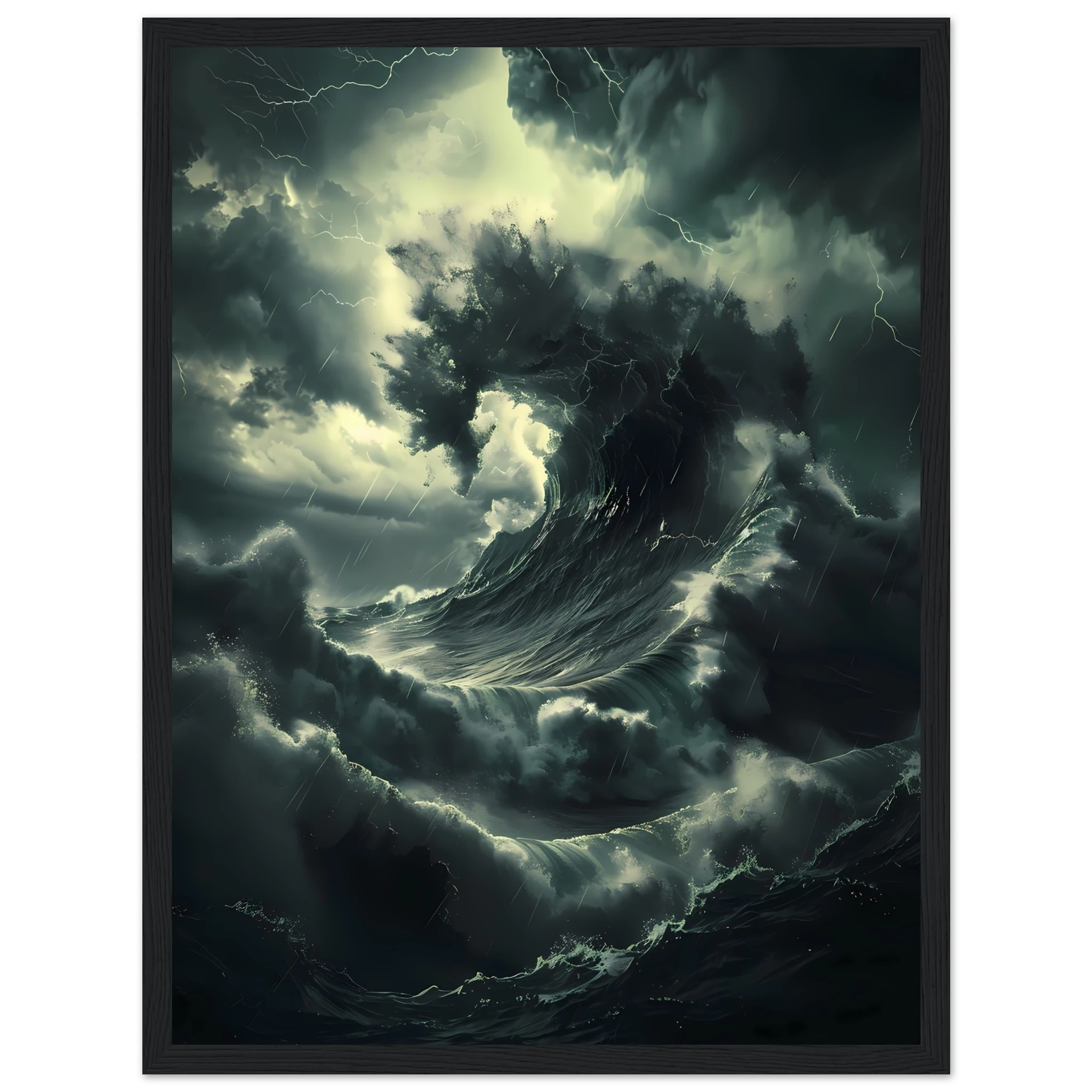 Towering storm wave under dark sky — cinematic marine seascape wall print.
