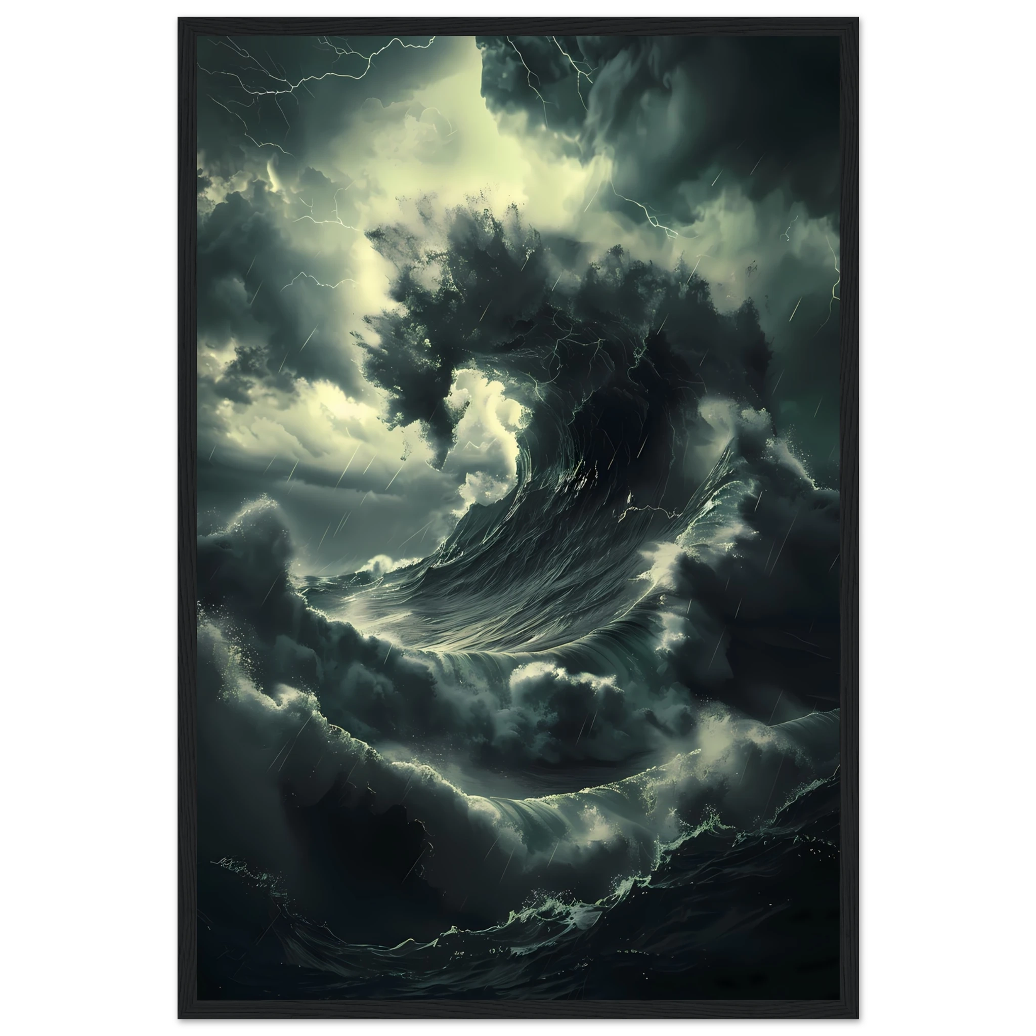 Towering storm wave under dark sky — cinematic marine seascape wall print.