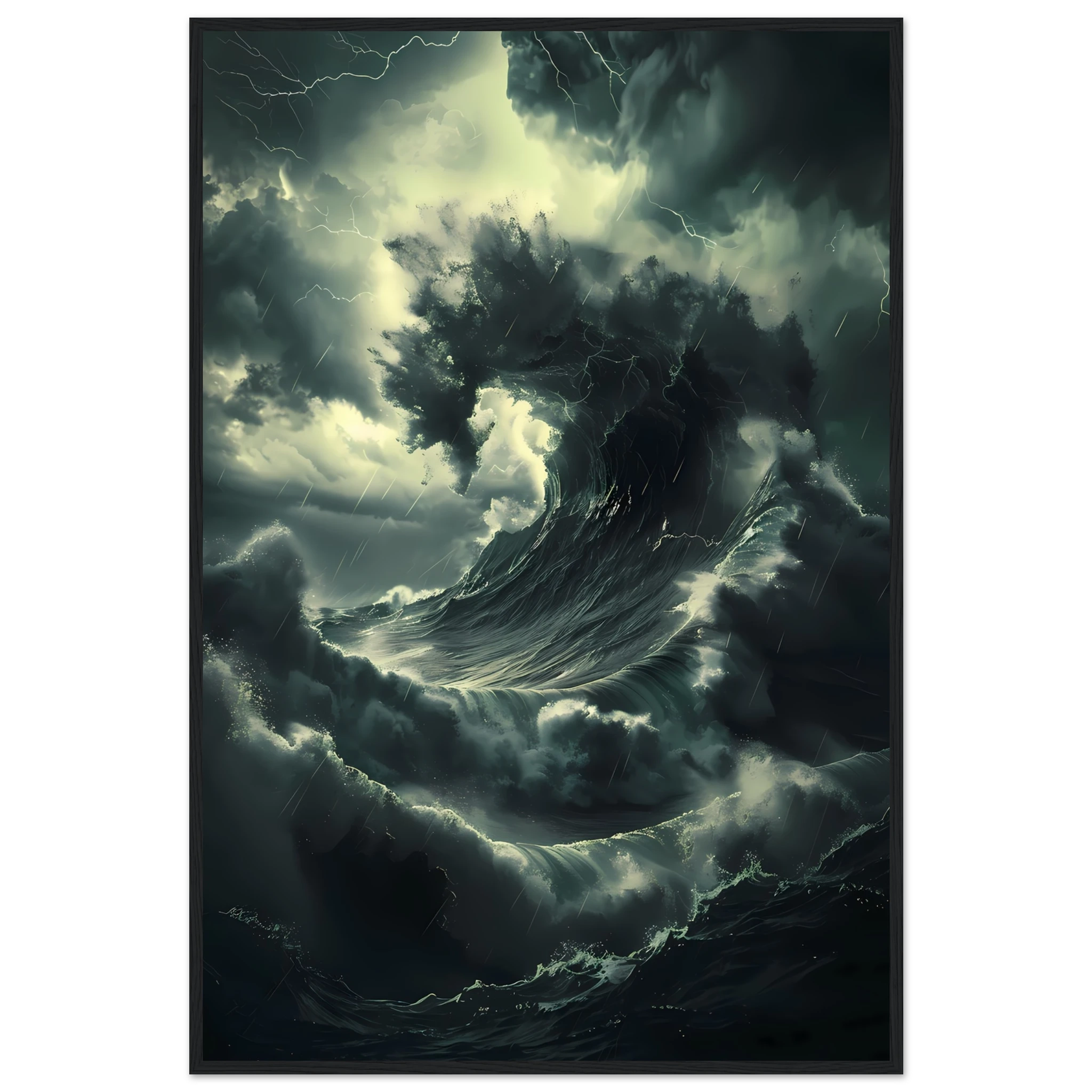 Towering storm wave under dark sky — cinematic marine seascape wall print.