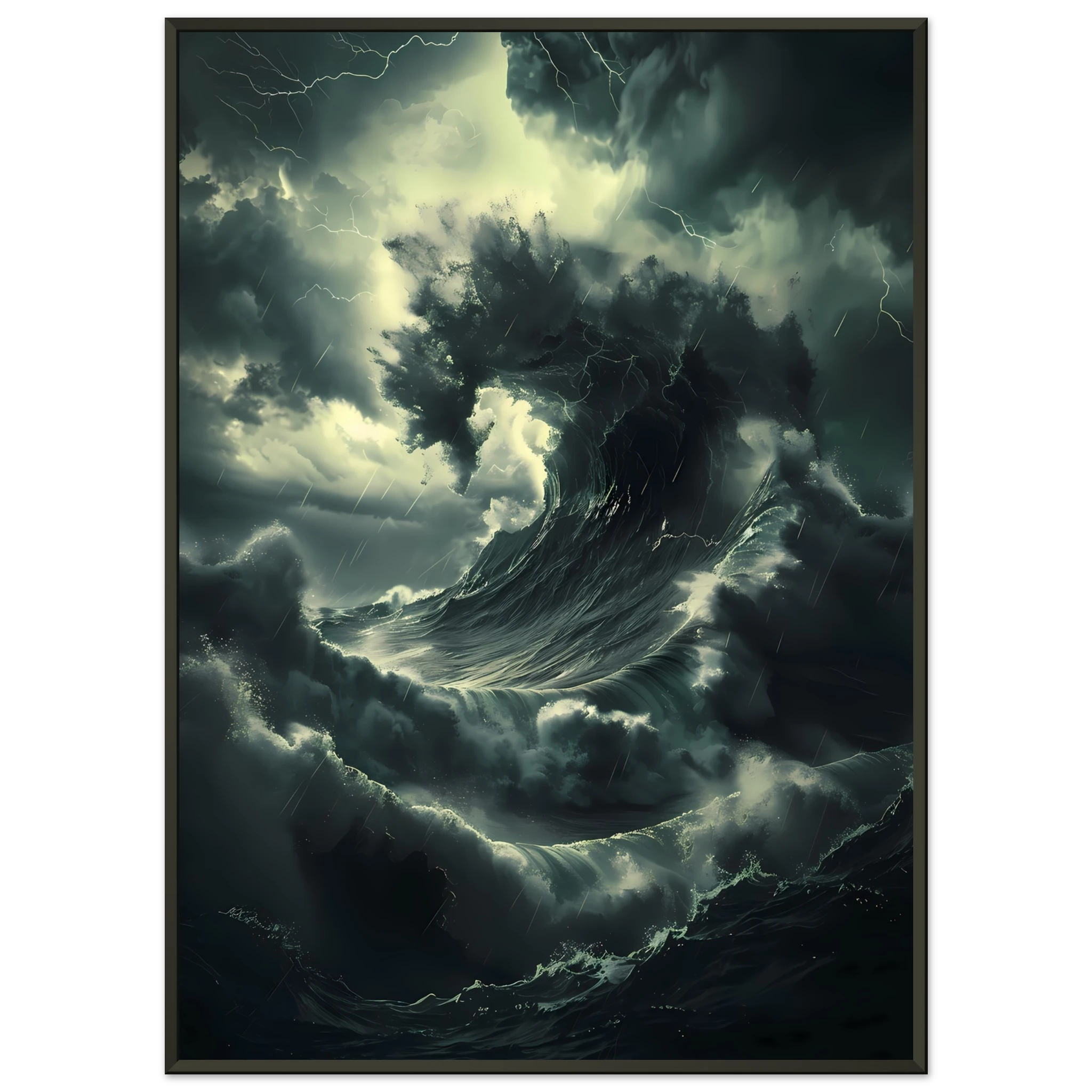 Towering storm wave under dark sky — cinematic marine seascape wall print.