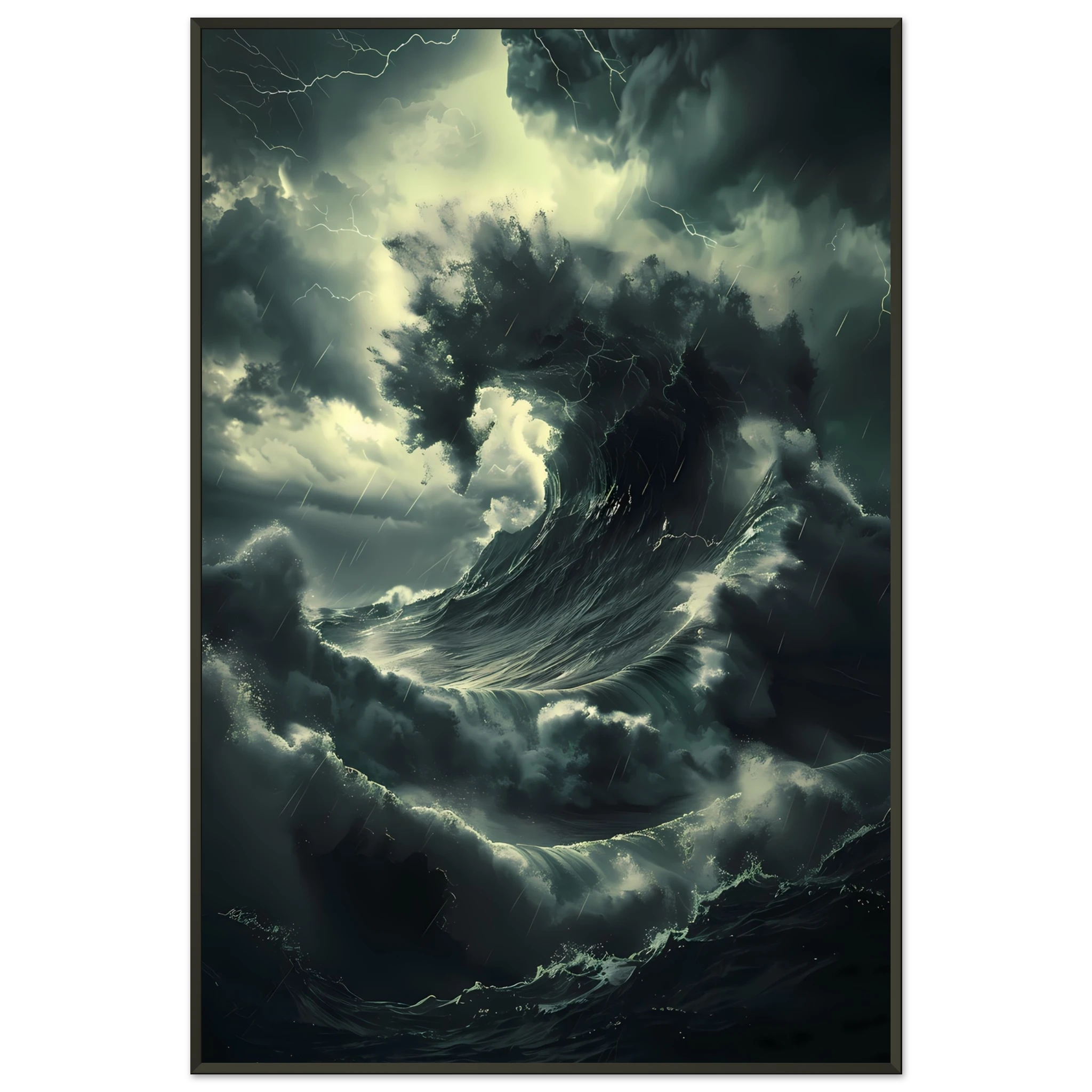 Towering storm wave under dark sky — cinematic marine seascape wall print.