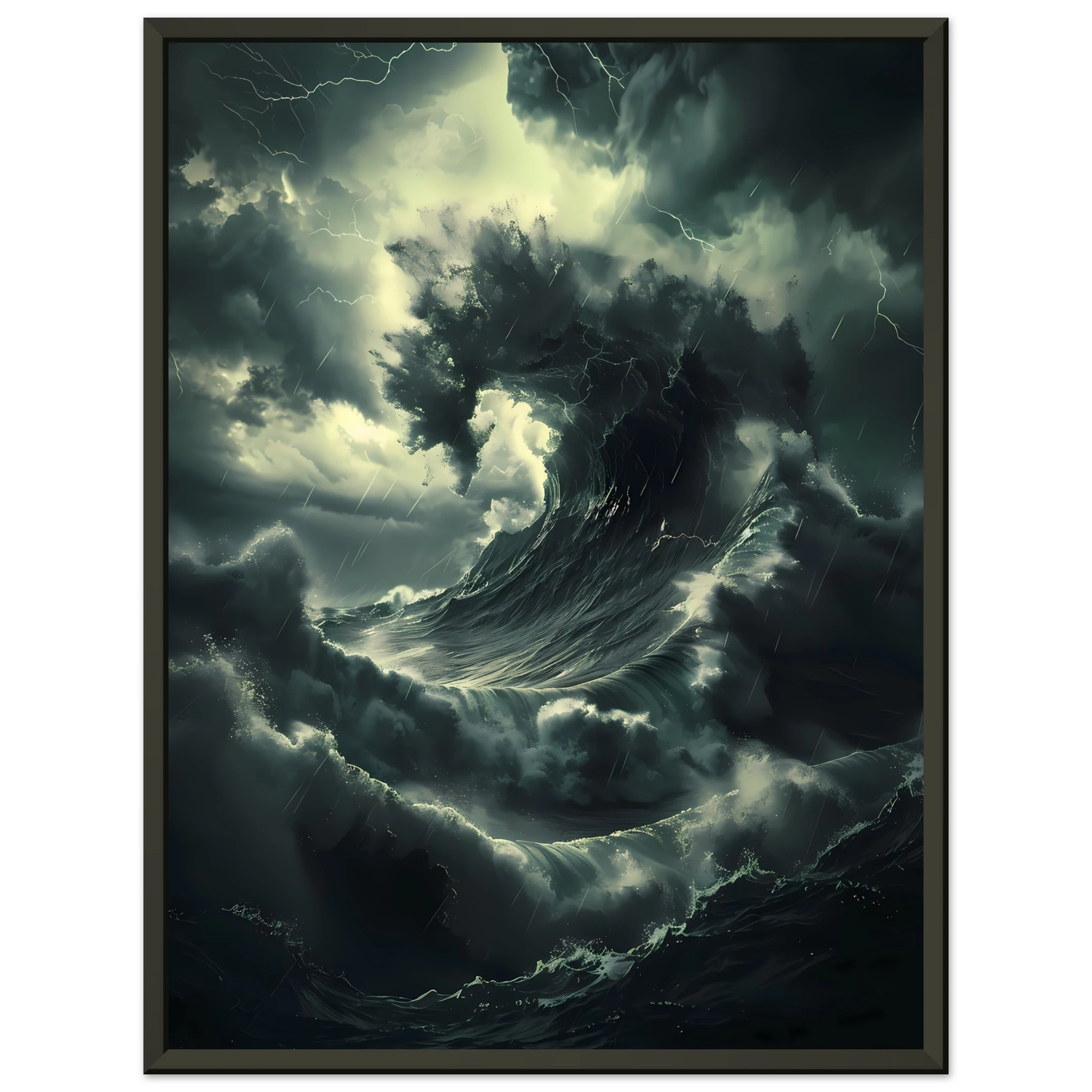 Towering storm wave under dark sky — cinematic marine seascape wall print.