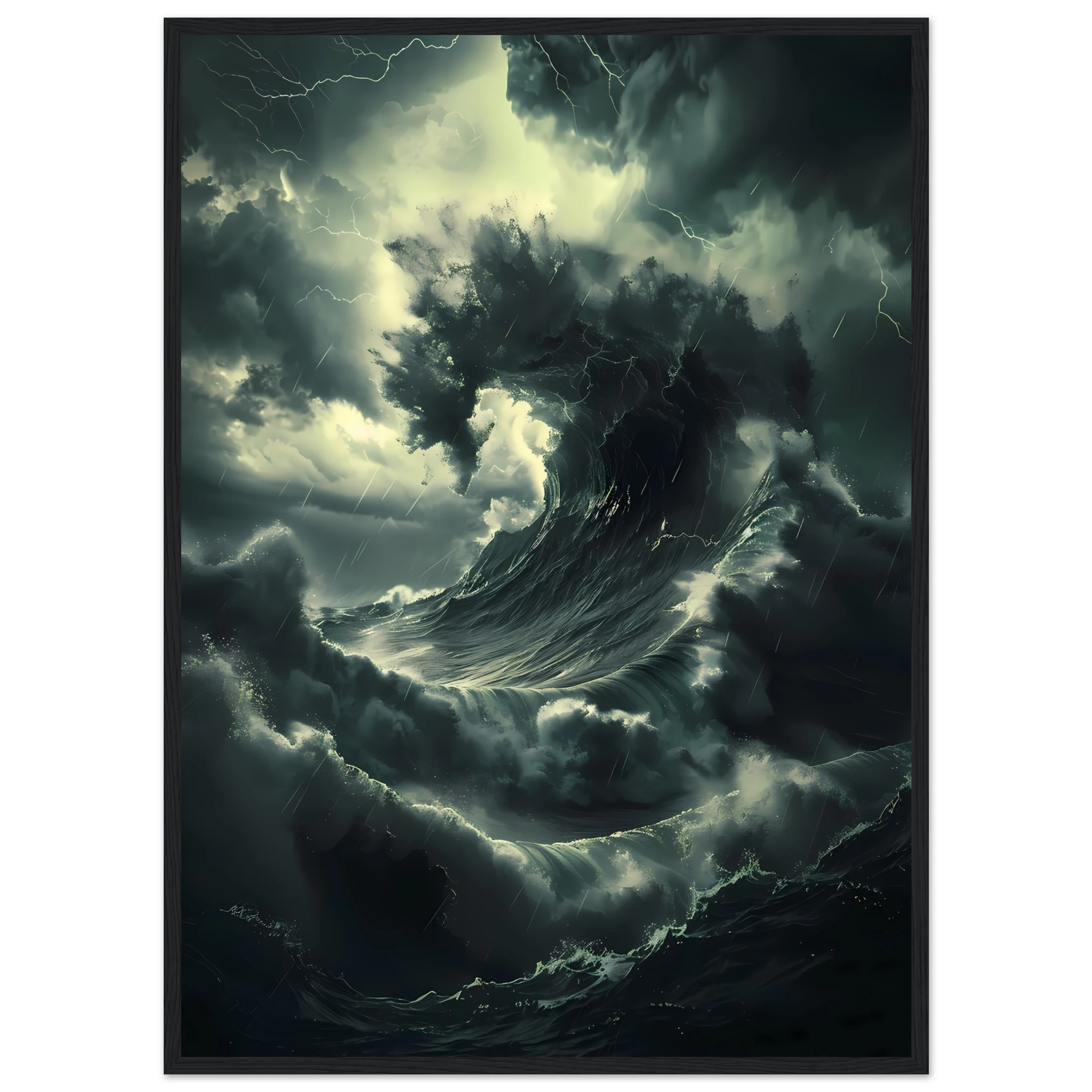 Towering storm wave under dark sky — cinematic marine seascape wall print.