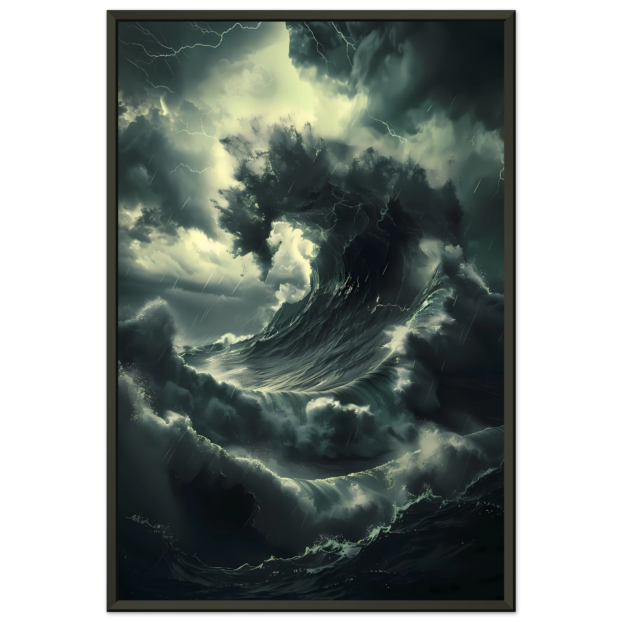 Towering storm wave under dark sky — cinematic marine seascape wall print.