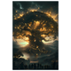 Yggdrasil glowing with cosmic energy connecting nine realms — Norse mythology fantasy print.